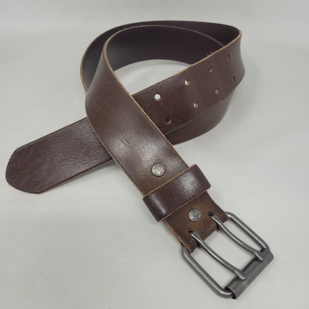 Gap Belt Mens 38 Brown Leather Double Prong USA Casual Rugged Industrial Utility
